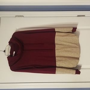 XL Burgundy and tan cowl neck top